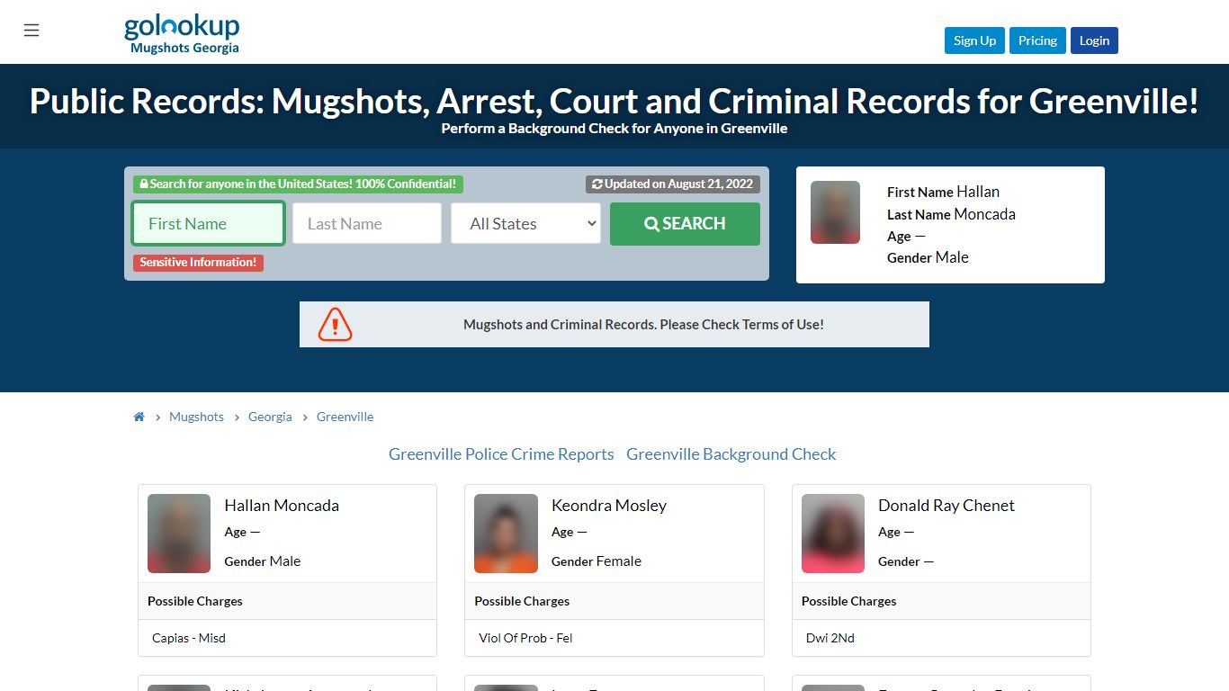 Mugshots Greenville, Arrest Records Greenville